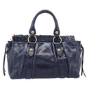Miu Miu Hand Bag Leather 2way Navy Gold Auth 212475SAM-3
