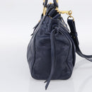 Miu Miu Hand Bag Leather 2way Navy Gold Auth 212475SAM-4