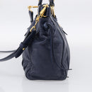 Miu Miu Hand Bag Leather 2way Navy Gold Auth 212475SAM-5