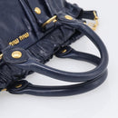 Miu Miu Hand Bag Leather 2way Navy Gold Auth 212475SAM-7
