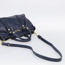 Miu Miu Hand Bag Leather 2way Navy Gold Auth 212475SAM-9
