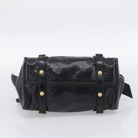 Miu Miu Hand Bag Leather 2way Black Gold Auth 212476SAM