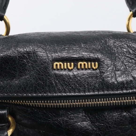 Miu Miu Hand Bag Leather 2way Black Gold Auth 212476SAM