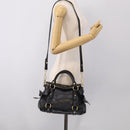 Miu Miu Hand Bag Leather 2way Black Gold Auth 212476SAM-24