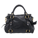 Miu Miu Hand Bag Leather 2way Black Gold Auth 212476SAM-2