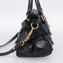 Miu Miu Hand Bag Leather 2way Black Gold Auth 212476SAM-5