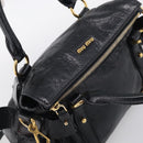 Miu Miu Hand Bag Leather 2way Black Gold Auth 212476SAM-6