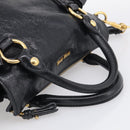 Miu Miu Hand Bag Leather 2way Black Gold Auth 212476SAM-7