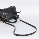 Miu Miu Hand Bag Leather 2way Black Gold Auth 212476SAM-9