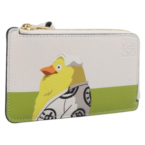 LOEWE x Studio Ghibli Mr. Otori Coin Purse Leather Beige Gold Auth 212486SAM
