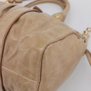 Miu Miu Hand Bag Leather 2way Beige Gold Auth 212492M-12