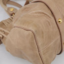 Miu Miu Hand Bag Leather 2way Beige Gold Auth 212492M-15