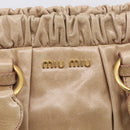 Miu Miu Hand Bag Leather 2way Beige Gold Auth 212492M-16