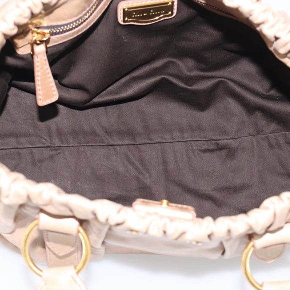 Miu Miu Hand Bag Leather 2way Beige Gold Auth 212492M