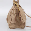 Miu Miu Hand Bag Leather 2way Beige Gold Auth 212492M-4