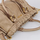 Miu Miu Hand Bag Leather 2way Beige Gold Auth 212492M-6