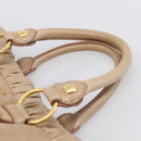 Miu Miu Hand Bag Leather 2way Beige Gold Auth 212492M-8