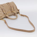 Miu Miu Hand Bag Leather 2way Beige Gold Auth 212492M-9