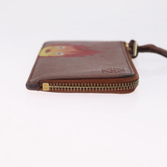 LOEWE x Studio Ghibli Calcifer Coin Purse Leather Brown Gold Auth 212494A