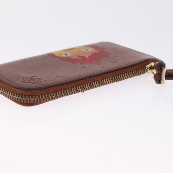 LOEWE x Studio Ghibli Calcifer Coin Purse Leather Brown Gold Auth 212494A