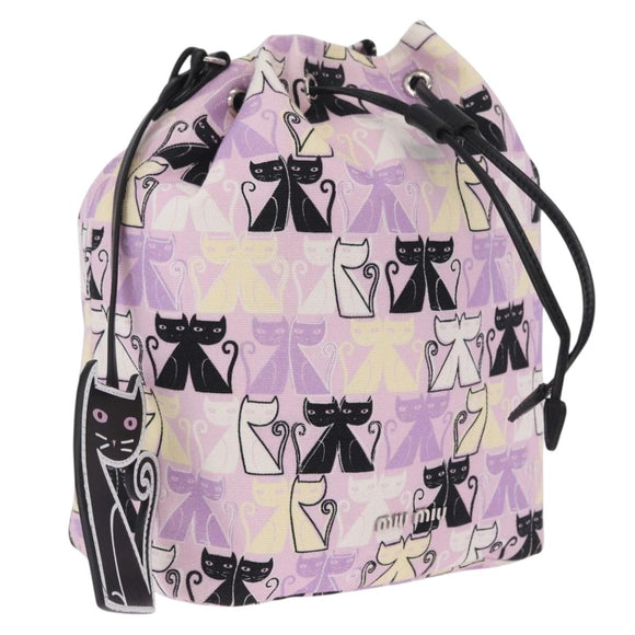Miu Miu Pouch Canvas Pink Silver Auth 212496A