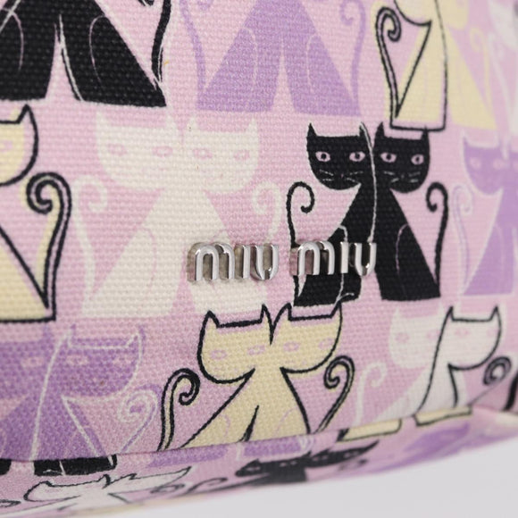 Miu Miu Pouch Canvas Pink Silver Auth 212496A