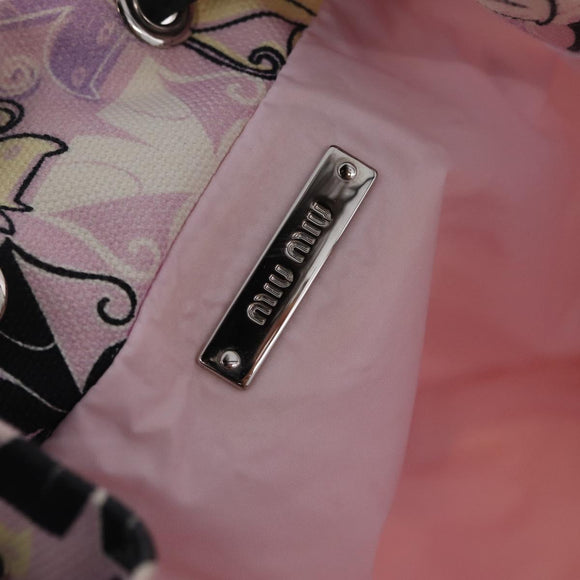 Miu Miu Pouch Canvas Pink Silver Auth 212496A