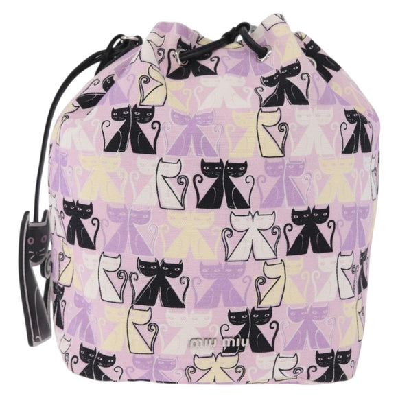 Miu Miu Pouch Canvas Pink Silver Auth 212496A