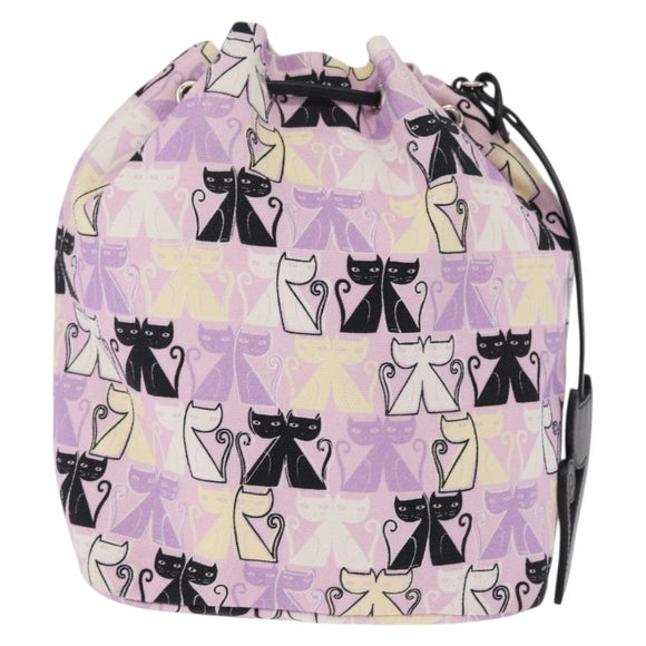 Miu Miu Pouch Canvas Pink Silver Auth 212496A