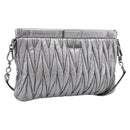 Miu Miu Matelasse Shoulder Bag Leather Silver Auth 212499V-1