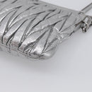Miu Miu Matelasse Shoulder Bag Leather Silver Auth 212499V-10