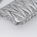 Miu Miu Matelasse Shoulder Bag Leather Silver Auth 212499V-11