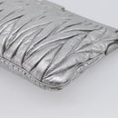 Miu Miu Matelasse Shoulder Bag Leather Silver Auth 212499V-12