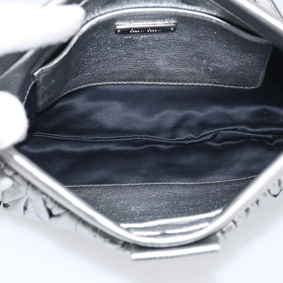 Miu Miu Matelasse Shoulder Bag Leather Silver Auth 212499V