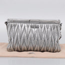 Miu Miu Matelasse Shoulder Bag Leather Silver Auth 212499V-23