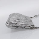 Miu Miu Matelasse Shoulder Bag Leather Silver Auth 212499V-5