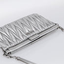 Miu Miu Matelasse Shoulder Bag Leather Silver Auth 212499V-6