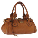 Chloe Paddington Hand Bag Leather Brown Gold Silver Auth 212505A-1