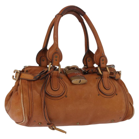 Chloe Paddington Hand Bag Leather Brown Gold Silver Auth 212505A