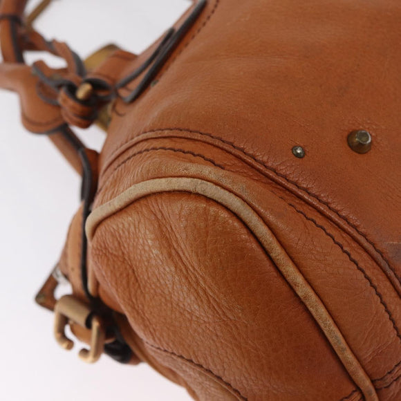 Chloe Paddington Hand Bag Leather Brown Gold Silver Auth 212505A