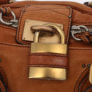 Chloe Paddington Hand Bag Leather Brown Gold Silver Auth 212505A-16