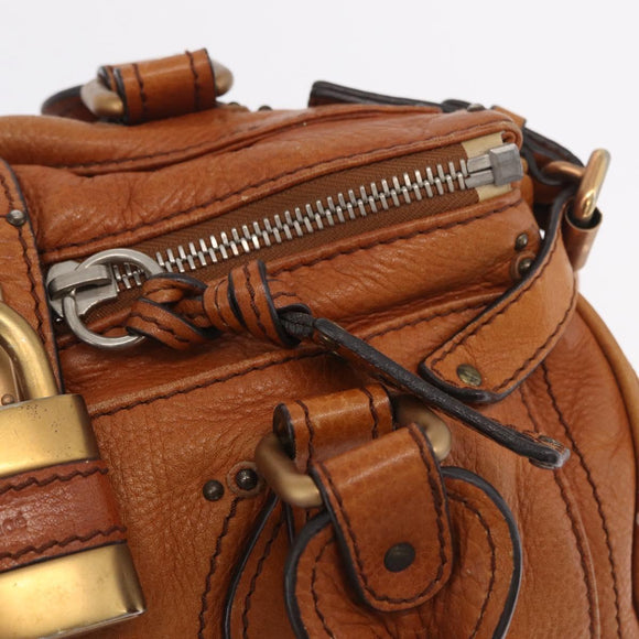 Chloe Paddington Hand Bag Leather Brown Gold Silver Auth 212505A