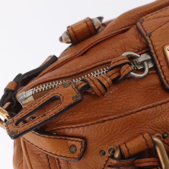 Chloe Paddington Hand Bag Leather Brown Gold Silver Auth 212505A