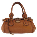 Chloe Paddington Hand Bag Leather Brown Gold Silver Auth 212505A-2