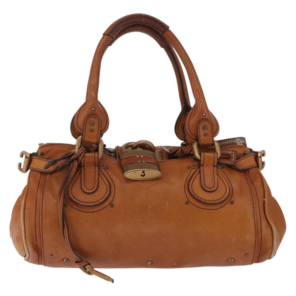 Chloe Paddington Hand Bag Leather Brown Gold Silver Auth 212505A