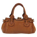 Chloe Paddington Hand Bag Leather Brown Gold Silver Auth 212505A-3