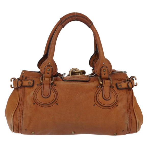 Chloe Paddington Hand Bag Leather Brown Gold Silver Auth 212505A