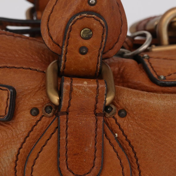 Chloe Paddington Hand Bag Leather Brown Gold Silver Auth 212505A