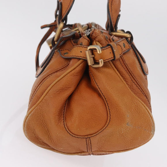 Chloe Paddington Hand Bag Leather Brown Gold Silver Auth 212505A