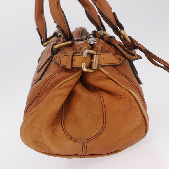Chloe Paddington Hand Bag Leather Brown Gold Silver Auth 212505A
